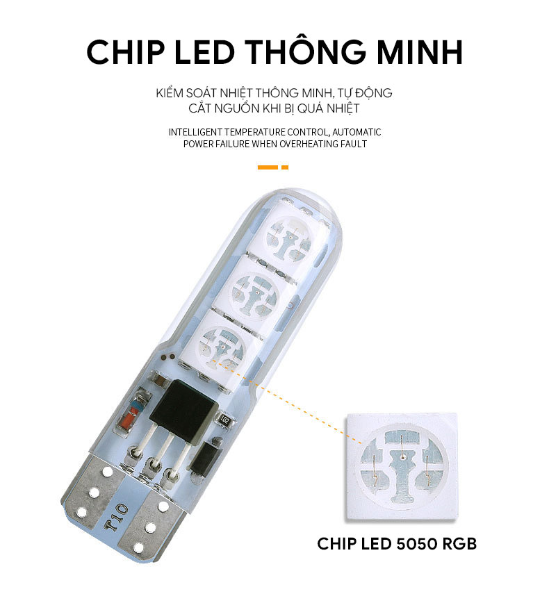 Bóng đèn LED đổi màu RGB T10 T10RGB-1